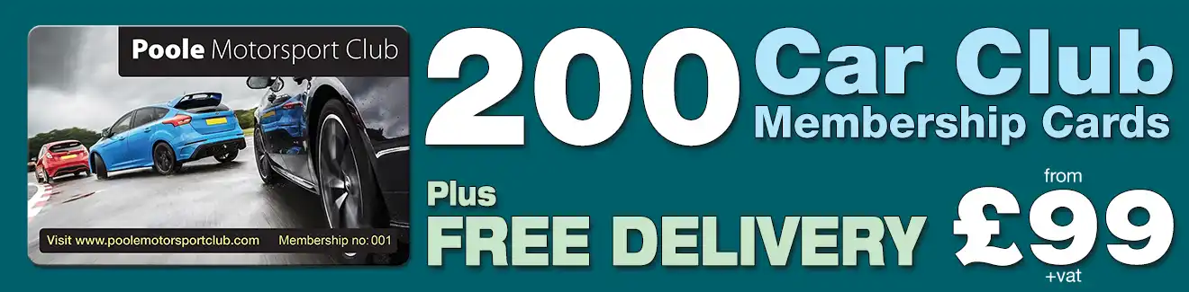 special offer on membership card printing for car and motorsport clubs