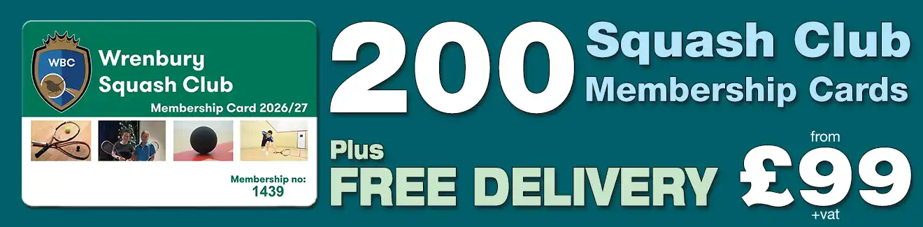 special offer on membership card printing for squash clubs