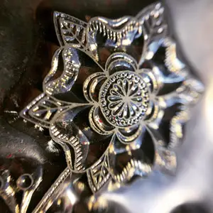 A close look at the fine detail of a printing block