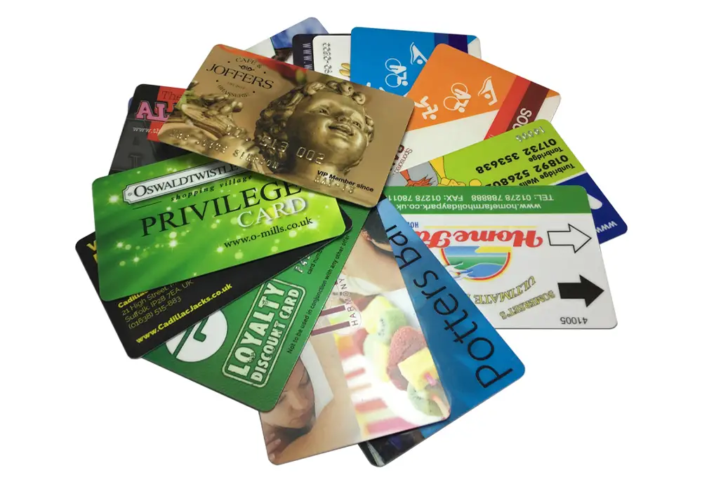 various plastic business cards