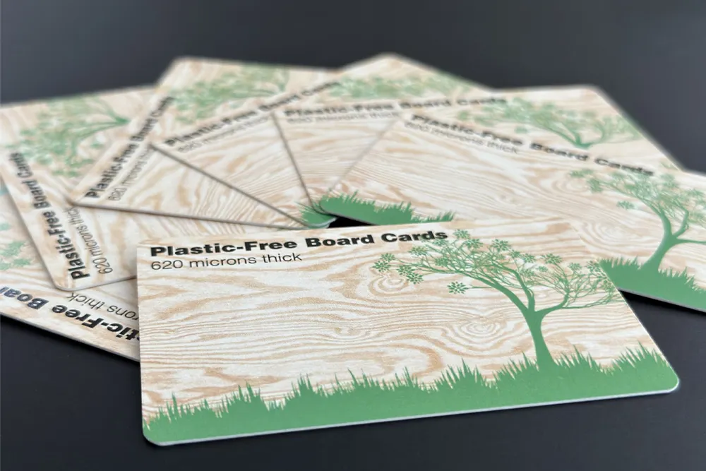 plastic-free board cards printed