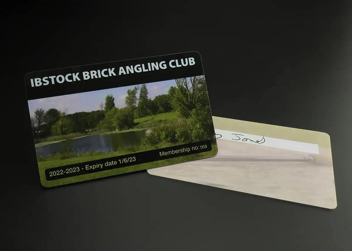 angling club membership card printing