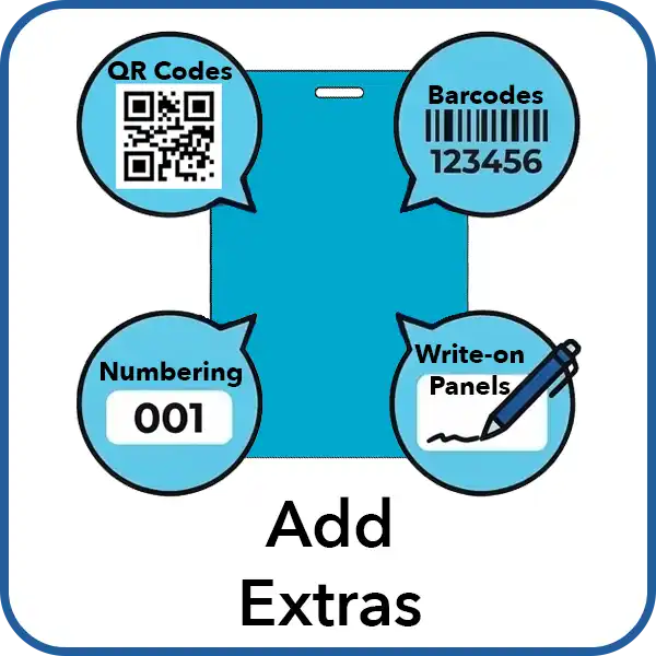 add extras - qr codes, barcodes, numbering, write on panels