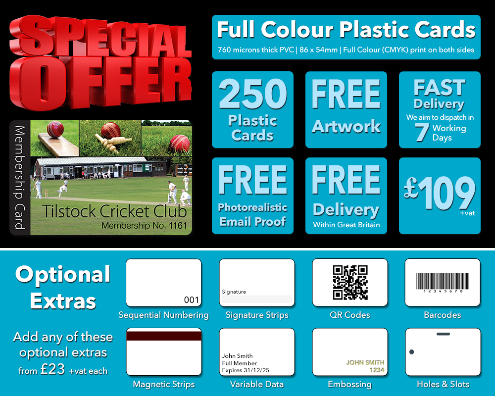 plastic cards special offer 250 cards