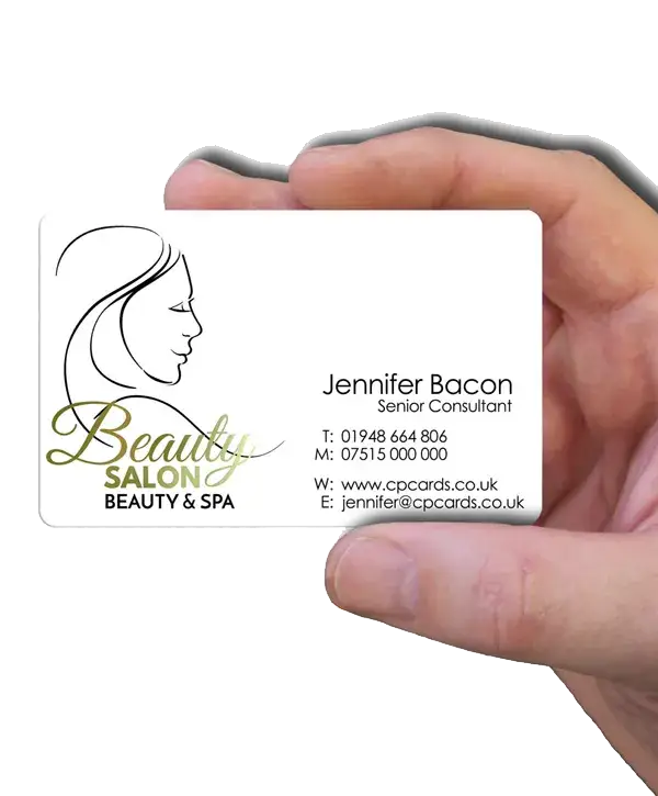 white plastic business cards
